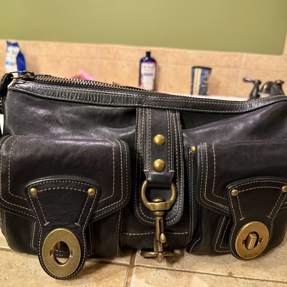 Coach Black Leather Shoulder Bag